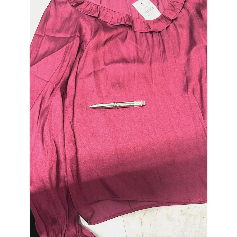 J.Crew Ruffle‎ Neck top  Raspberry color size S - Picture 12 of 13